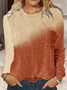 Women Ombre Long Sleeve Tee T-shirt Crew Neck Printing Casual Spring/Fall Graphic Tee Top