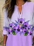Women Floral Long Sleeve Blouse Spring/Fall Printing V Neck Daily Casual Top