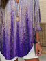 Women Abstract Long Sleeve Blouse Spring/Fall Printing V Neck Daily Casual Top