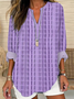 Women Abstract Long Sleeve Blouse Spring/Fall Printing V Neck Daily Casual Top