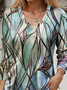 Women Abstract Long Sleeve Tee T-shirt V Neck Printing Casual Spring/Fall Graphic Tee Top