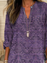 Women Floral Long Sleeve Blouse Spring/Fall Printing V Neck Daily Casual Top