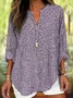 Women Abstract Long Sleeve Blouse Spring/Fall Printing V Neck Daily Casual Top