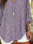 Women Abstract Long Sleeve Blouse Spring/Fall Printing V Neck Daily Casual Top