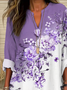 Women Floral Long Sleeve Blouse Spring/Fall Printing V Neck Daily Casual Top