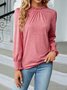 Women Plain Long Sleeve Tee T-shirt Crew Neck Gathered Vintage Spring/Fall Top