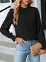 Women Plain Long Sleeve Tee T-shirt Crew Neck Gathered Vintage Spring/Fall Top