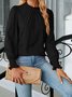 Women Plain Long Sleeve Tee T-shirt Crew Neck Gathered Vintage Spring/Fall Top