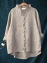 Women Geometric Long Sleeve Shirt Spring/Fall Printing Lotus Leaf Collar Daily Vintage Top
