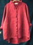 Women Geometric Long Sleeve Shirt Spring/Fall Printing Lotus Leaf Collar Daily Vintage Top