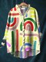 Women Geometric Long Sleeve Shirt Spring/Fall Printing Lotus Leaf Collar Daily Vintage Top
