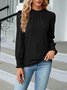 Women Plain Long Sleeve Tee T-shirt Crew Neck Gathered Vintage Spring/Fall Top