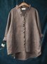 Women Geometric Long Sleeve Shirt Spring/Fall Printing Lotus Leaf Collar Daily Vintage Top