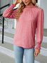 Women Plain Long Sleeve Tee T-shirt Crew Neck Gathered Vintage Spring/Fall Top