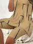 Women Abstract Printing Two-Piece Set Daily Short Sleeve Casual Summer Top With Pants Matching Set