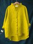Women Geometric Long Sleeve Shirt Spring/Fall Printing Lotus Leaf Collar Daily Vintage Top