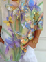 Women Floral Three Quarter Sleeve Tee T-shirt V Neck Printing Casual Spring/Fall Graphic Tee Top