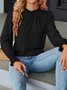 Women Plain Long Sleeve Tee T-shirt Crew Neck Gathered Vintage Spring/Fall Top