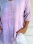 Women Abstract Three Quarter Sleeve Tee T-shirt V Neck Printing Casual Spring/Fall Graphic Tee Top