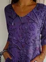 Women Floral Three Quarter Sleeve Tee T-shirt V Neck Printing Casual Spring/Fall Graphic Tee Top