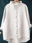 Women Geometric Long Sleeve Shirt Spring/Fall Printing Lotus Leaf Collar Daily Vintage Top