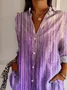 Women Abstract Long Sleeve Shirt Spring/Fall Buckle Shirt Collar Regular Sleeve Daily Casual Top