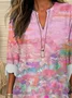 Women Abstract Long Sleeve Blouse Spring/Fall Printing V Neck Daily Casual Top