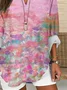 Women Abstract Long Sleeve Blouse Spring/Fall Printing V Neck Daily Casual Top
