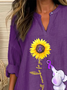 Women Text Letters Long Sleeve Blouse Spring/Fall Printing V Neck Daily Casual Top