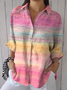 Women Abstract Three Quarter Sleeve Shirt Spring/Fall Printing Shirt Collar Daily Casual Top