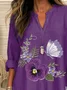 Women Floral Long Sleeve Blouse Spring/Fall Printing V Neck Daily Casual Top