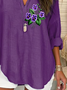 Women Floral Long Sleeve Blouse Spring/Fall Printing V Neck Daily Casual Top