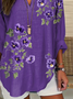 Women Floral Long Sleeve Blouse Spring/Fall Printing V Neck Daily Casual Top