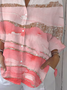 Women Abstract Three Quarter Sleeve Shirt Spring/Fall Printing Shirt Collar Daily Casual Top