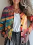 Women 3D Printing Casual Spring/Fall Knitted Cardigan
