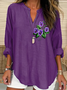 Women Floral Long Sleeve Blouse Spring/Fall Printing V Neck Daily Casual Top
