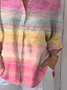 Women Abstract Three Quarter Sleeve Shirt Spring/Fall Printing Shirt Collar Daily Casual Top