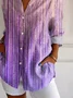 Women Abstract Long Sleeve Shirt Spring/Fall Buckle Shirt Collar Regular Sleeve Daily Casual Top