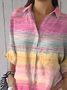 Women Abstract Three Quarter Sleeve Shirt Spring/Fall Printing Shirt Collar Daily Casual Top