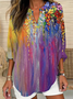 Women Floral Long Sleeve Blouse Spring/Fall Printing V Neck Daily Casual Top