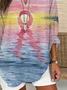 Women Abstract Long Sleeve Blouse Spring/Fall Printing V Neck Daily Casual Top