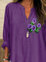 Women Floral Long Sleeve Blouse Spring/Fall Printing V Neck Daily Casual Top
