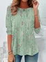 Women Abstract Long Sleeve Tee T-shirt Crew Neck Printing Casual Spring/Fall Tunic Top