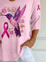 Women Floral Three Quarter Sleeve Tee T-shirt V Neck Printing Casual Spring/Fall Graphic Tee Top