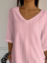 Women Abstract Three Quarter Sleeve Tee T-shirt V Neck Printing Casual Spring/Fall Graphic Tee Top