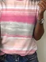 Women Abstract Stripes Short Sleeve Tee T-shirt Crew Neck Printing Casual Summer Graphic Tee Top