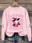 Women Halloween Spooky Text Letter We Are Pink Ribbon Print Crew Neck Spring/Fall Long Sleeve Sweatshirt