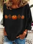 Women Halloween Maple Leaf Long Sleeve Tee T-shirt Crew Neck Printing Casual Spring/Fall Graphic Tee Top