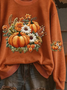 Women Halloween Floral Crew Neck Printing Casual Spring/Fall Long Sleeve Sweatshirt