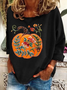 Women Halloween Floral Long Sleeve Tee T-shirt Crew Neck Printing Casual Spring/Fall Graphic Tee Top